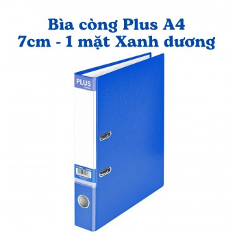 Bìa còng Plus A4 7cm 1 mặt si - xanh dương
